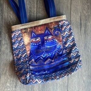NWT Laurel Burch bag Blue Azul Cat Shoulder Tote
